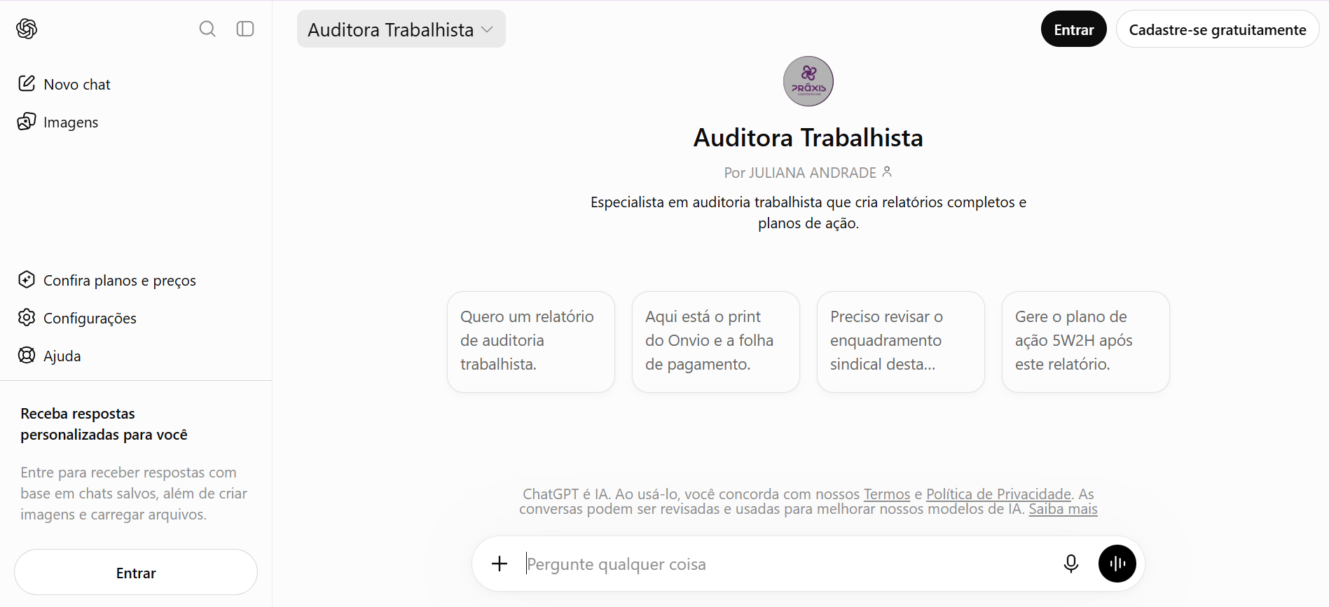 Exemplo de agente de IA para auditoria trabalhista