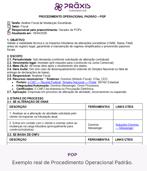 Exemplo de POP técnico contábil